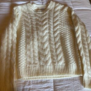 Blue Rain Cream Cable Knit Sweater
